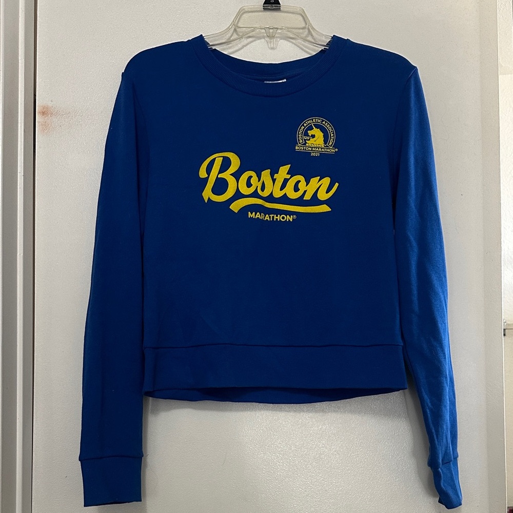 Adidas Blue Boston Marathon Women’s Cropped Sweatshirt Size Medium
